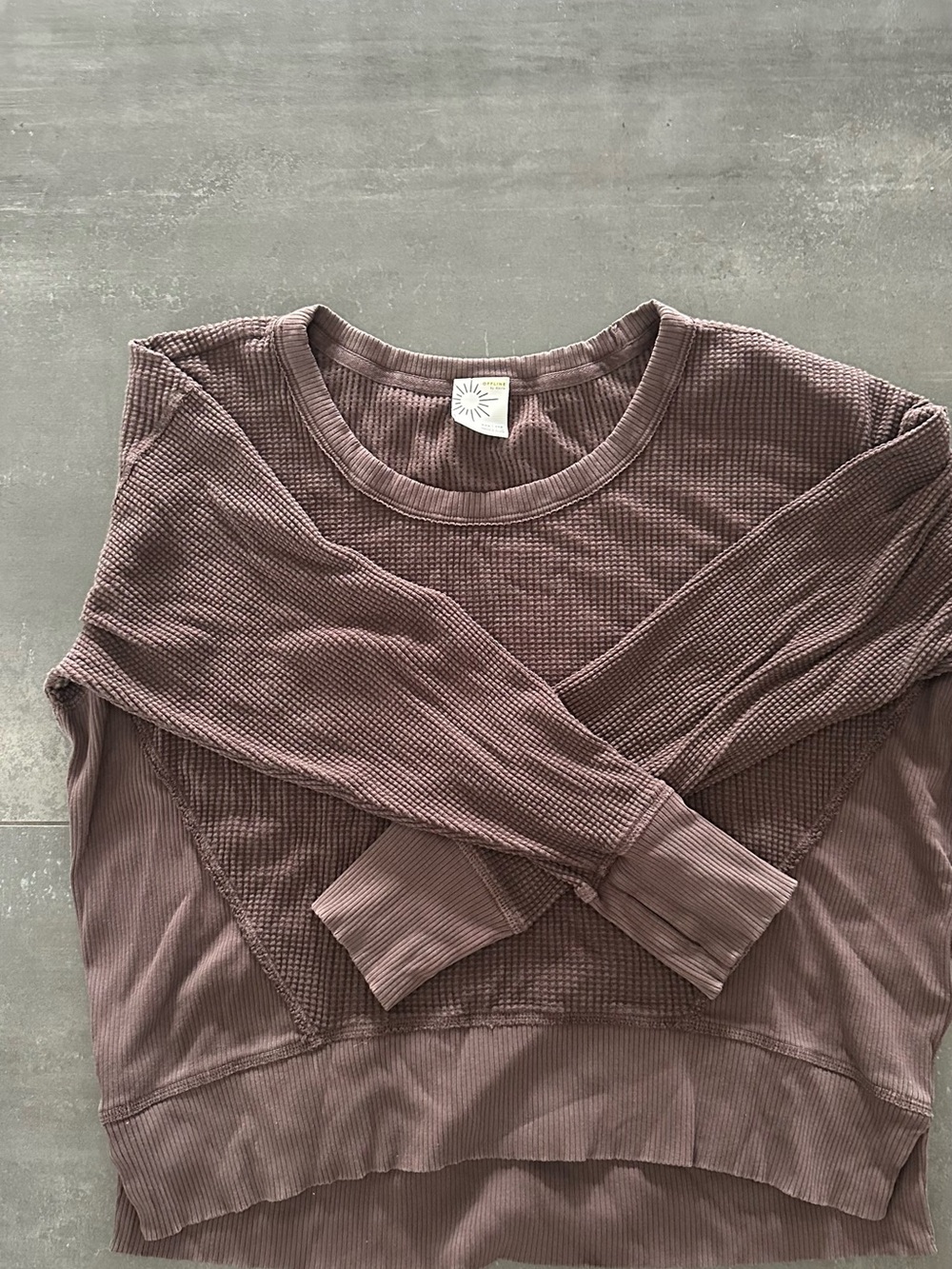 Waffle-Knit Scoop Neck Oversized Sweater in Mauve.